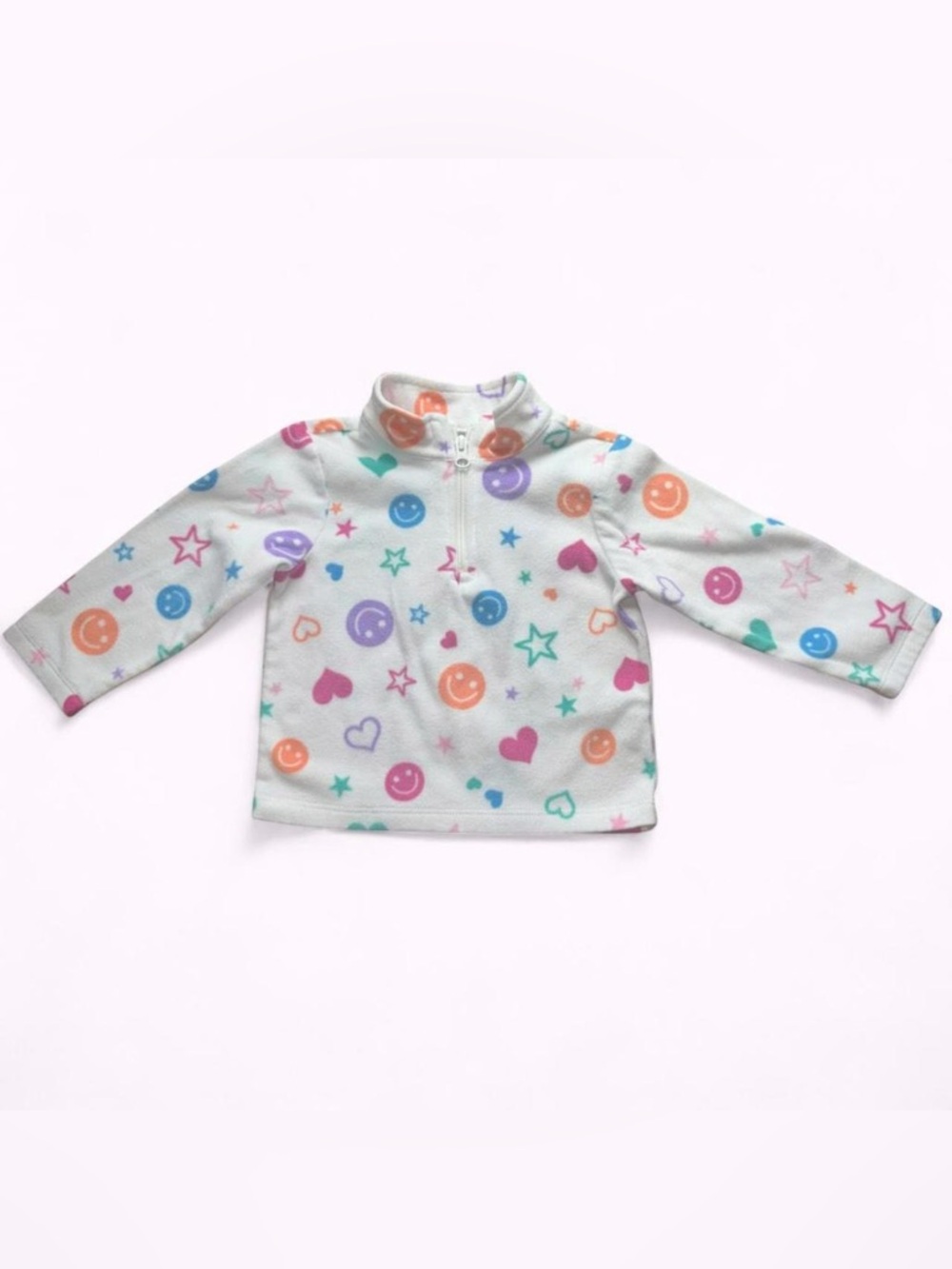 The Children's Place White Fleece Pullover with Multicolor Stars & Hearts
